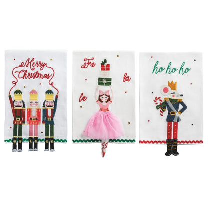 Mud Pie Mud Pie Christmas Dangle Embroidery Towel - 3 Styles | CeCe's Home & Gifts