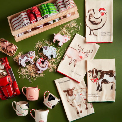 Mud Pie Mud Pie Christmas Farm Towel - Cow | CeCe's Home & Gifts