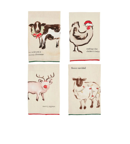 Mud Pie Christmas Farm Towel - Cow - CeCe's Home & Gifts