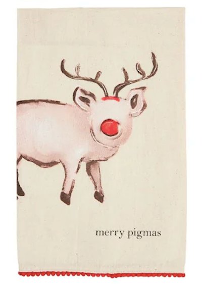 Mud Pie Mud Pie Christmas Farm Towel - Pig | CeCe's Home & Gifts