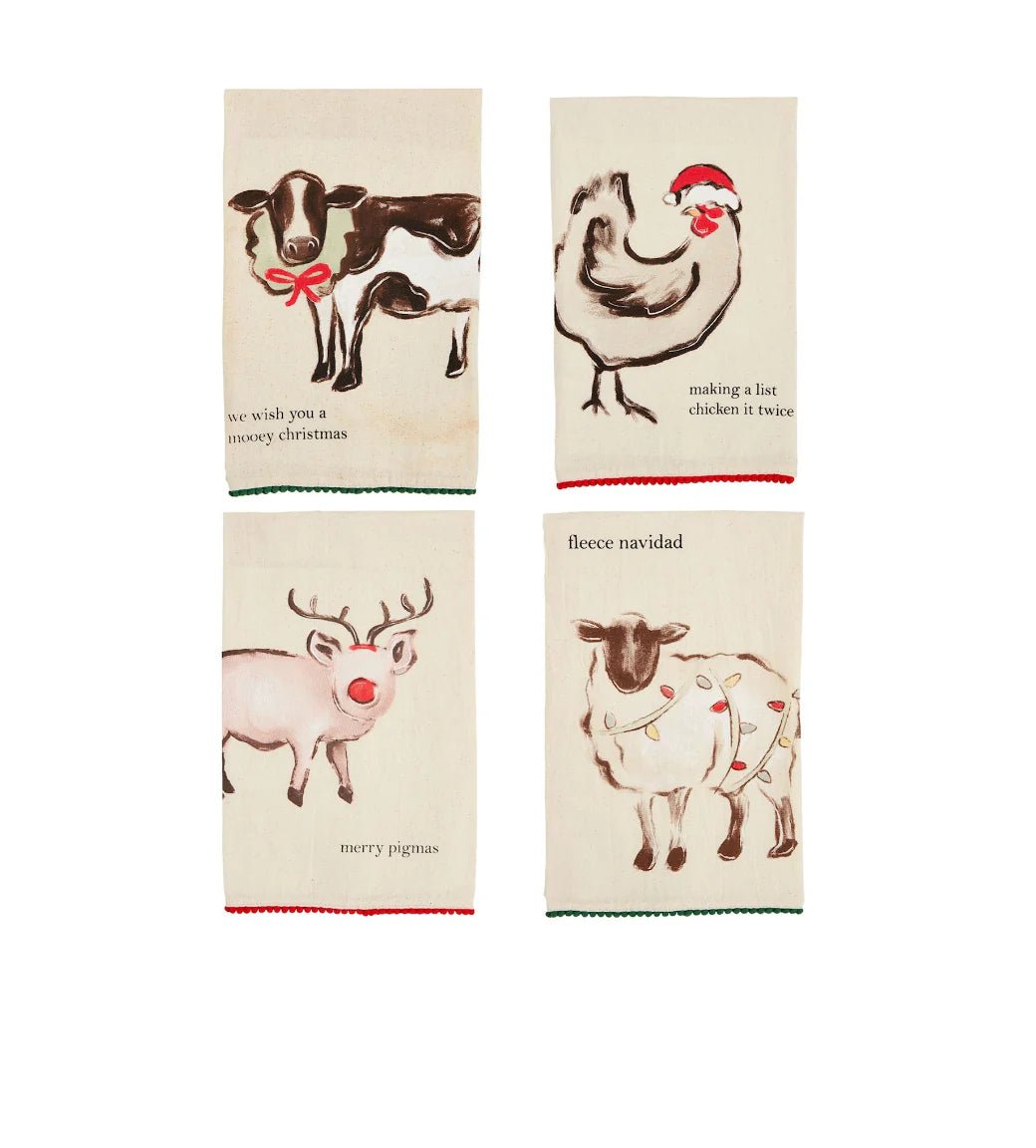 Mud Pie Mud Pie Christmas Farm Towel - Pig | CeCe's Home & Gifts