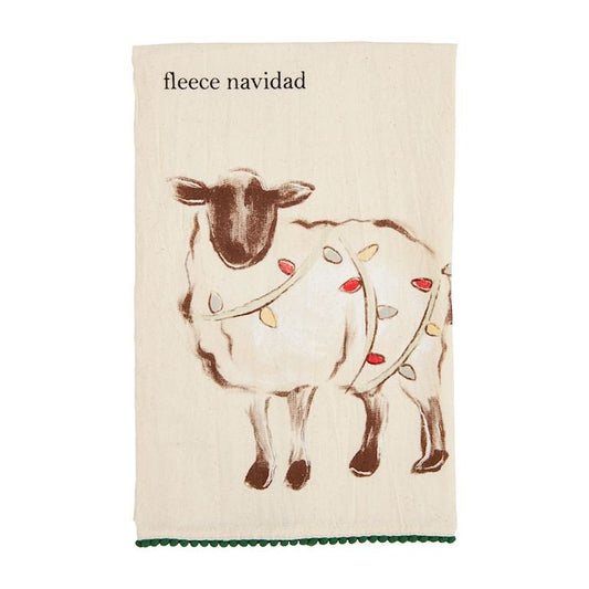Mud Pie Mud Pie Christmas Farm Towel - Sheep | CeCe's Home & Gifts
