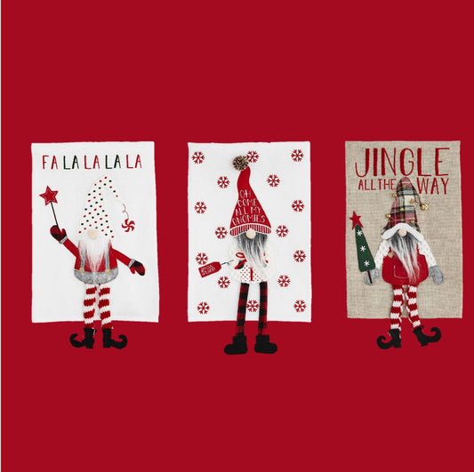 Mud Pie Christmas Gnome Dangle Hand Towels - CeCe's Home & Gifts