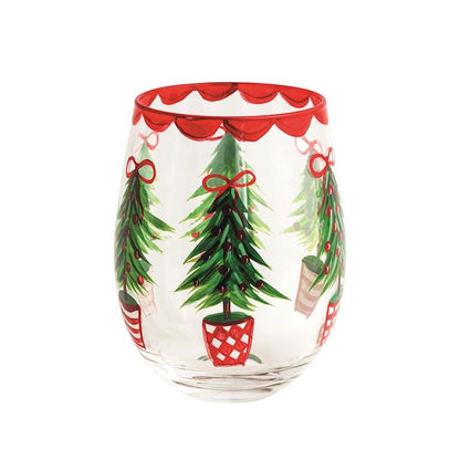 Mud Pie Mud Pie Christmas Hand-Painted Wine Glass - 3 Styles | CeCe's Home & Gifts