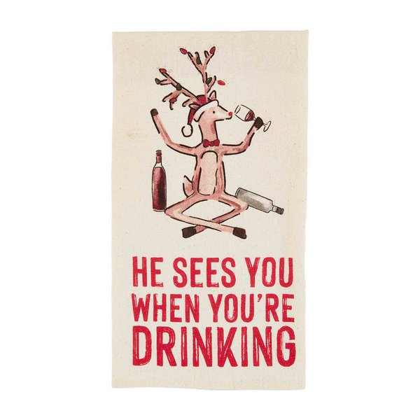 Mud Pie Christmas Humorous Drinking Towels - CeCe's Home & Gifts