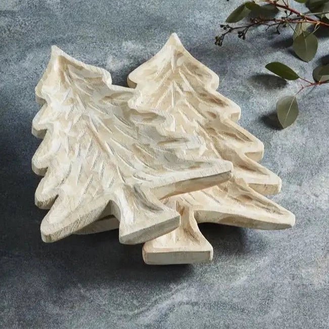 Mud Pie Christmas Tree Wood Tray Set - CeCe's Home & Gifts