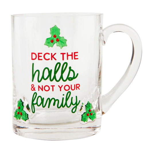 Mud Pie Mud Pie Deck The Halls Glass Mug | CeCe's Home & Gifts