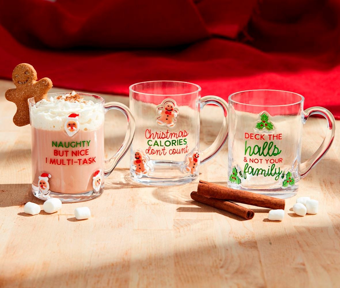 Mud Pie Mud Pie Deck The Halls Glass Mug | CeCe's Home & Gifts