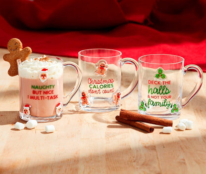 Mud Pie Mud Pie Deck The Halls Glass Mug | CeCe's Home & Gifts