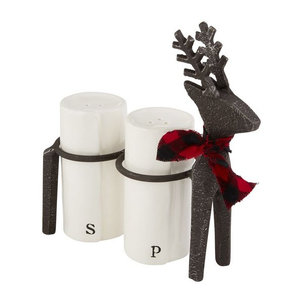 Mud Pie Deer Salt and Pepper Shaker Set (Metal Stand) - CeCe's Home & Gifts