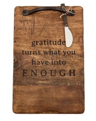 Mud Pie Distressed Wood Gratitude Cutting Board & Spreader Set - CeCe's Home & Gifts