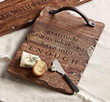 Mud Pie Distressed Wood Gratitude Cutting Board & Spreader Set - CeCe's Home & Gifts