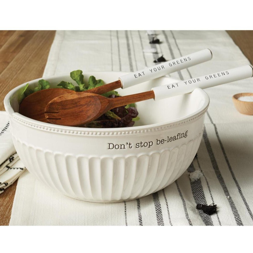 Mud Pie Mud Pie "Don't Stop Be - Leafing" Salad Bowl Set | CeCe's Home & Gifts