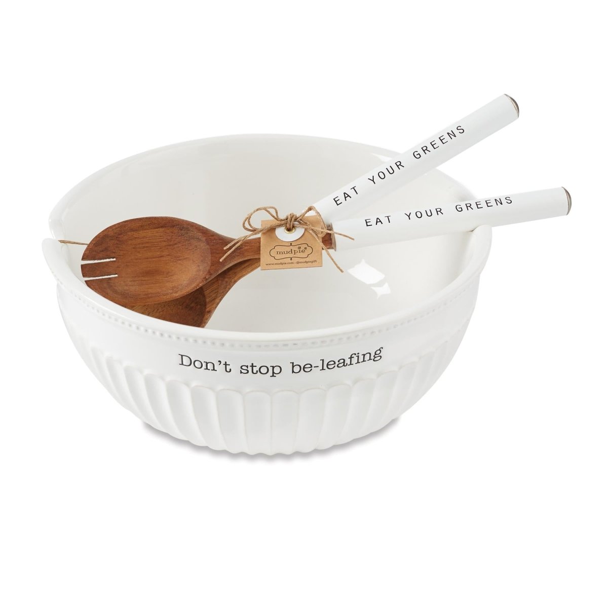 Mud Pie Mud Pie "Don't Stop Be - Leafing" Salad Bowl Set | CeCe's Home & Gifts
