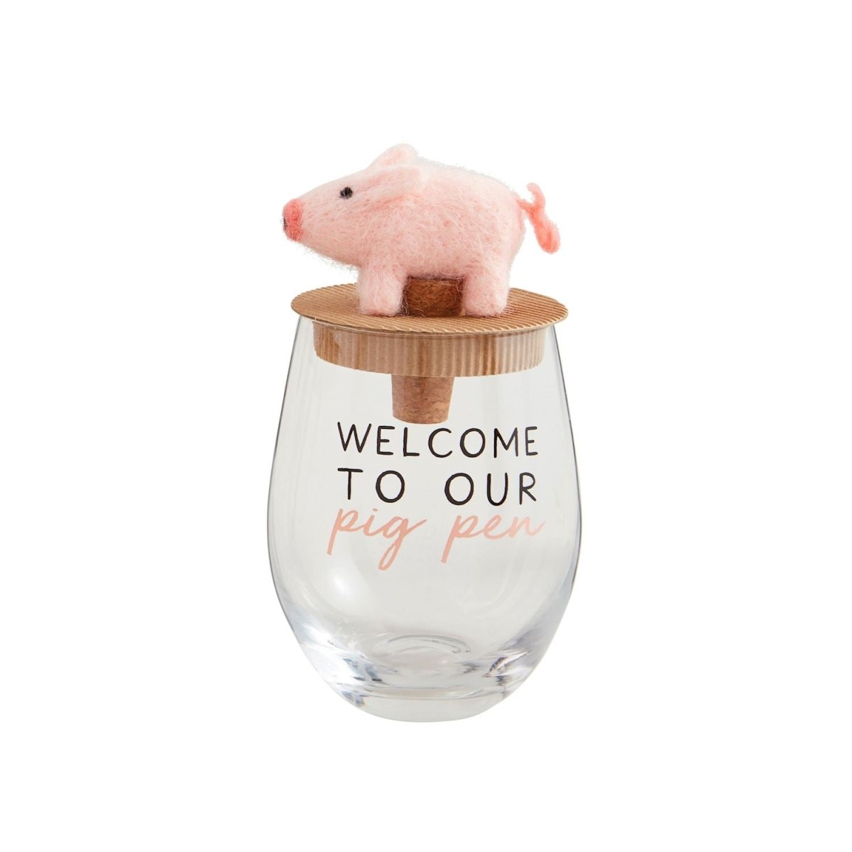 Mud Pie Mud Pie Farm Animal Wine Glass With Topper - Three Styles | CeCe's Home & Gifts