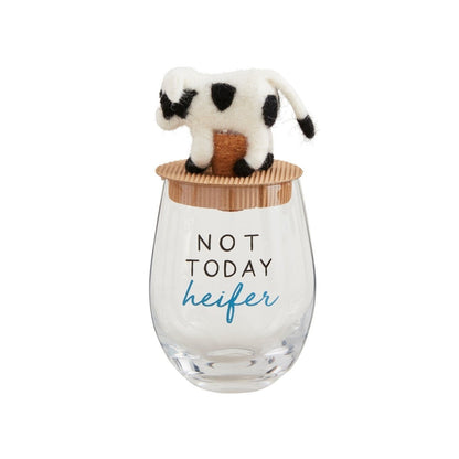 Mud Pie Mud Pie Farm Animal Wine Glass With Topper - Three Styles | CeCe's Home & Gifts