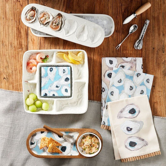 Mud Pie Footed Enamel Oyster Tray & Dip Set - CeCe's Home & Gifts