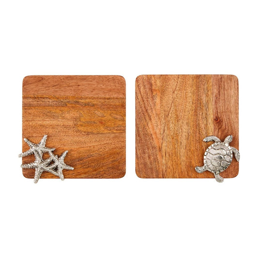 Mud Pie Glass Starfish and Turtle Mini Board - CeCe's Home & Gifts