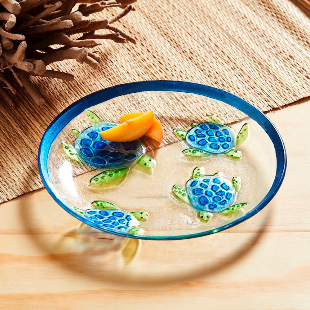 Mud Pie Mud Pie Hand Painted Glass Turtle Platter | CeCe's Home & Gifts