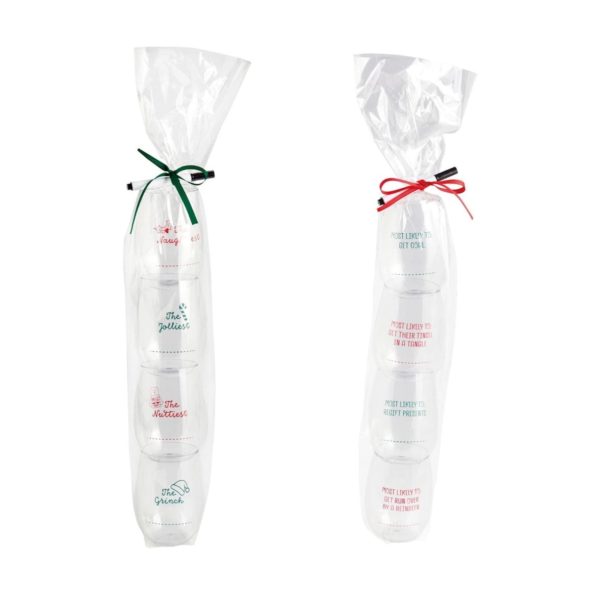 Mud Pie Mud Pie Illustration Christmas Personalization Wine Cup Set - 2 Styles | CeCe's Home & Gifts