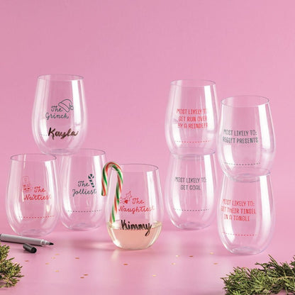Mud Pie Mud Pie Illustration Christmas Personalization Wine Cup Set - 2 Styles | CeCe's Home & Gifts