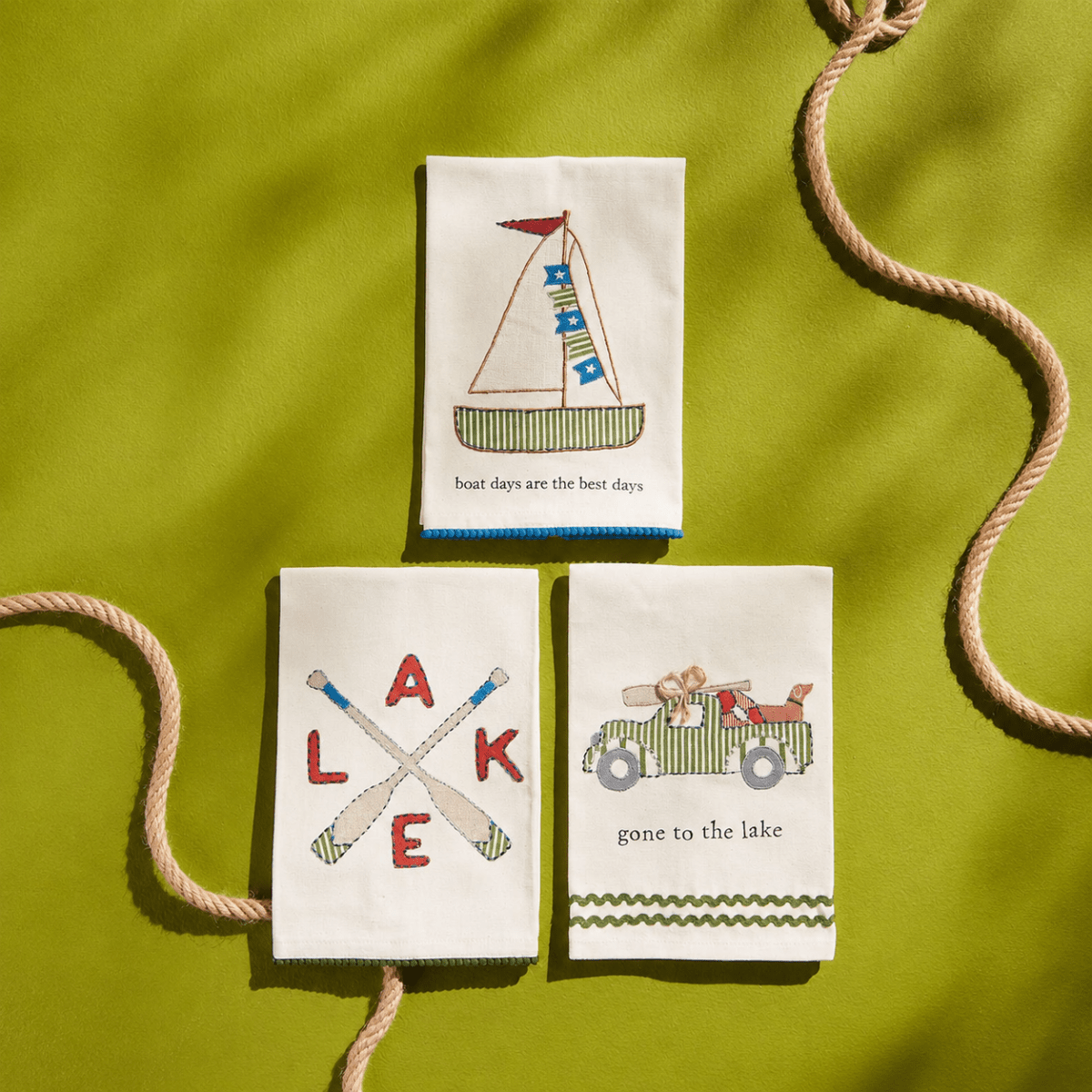 Mud Pie Mud Pie Lake Applique Hand Towel - Set of Three | CeCe's Home & Gifts