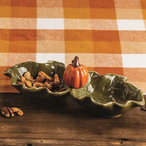 Mud Pie Mud Pie Leaf Pumpkin Double Tidbit | CeCe's Home & Gifts