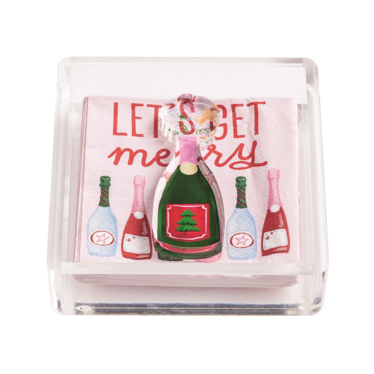 Mud Pie Mud Pie "Let's Get Merry" Holiday Bar Napkin Caddy Set | CeCe's Home & Gifts