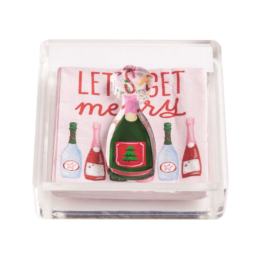 Mud Pie Mud Pie "Let's Get Merry" Holiday Bar Napkin Caddy Set | CeCe's Home & Gifts