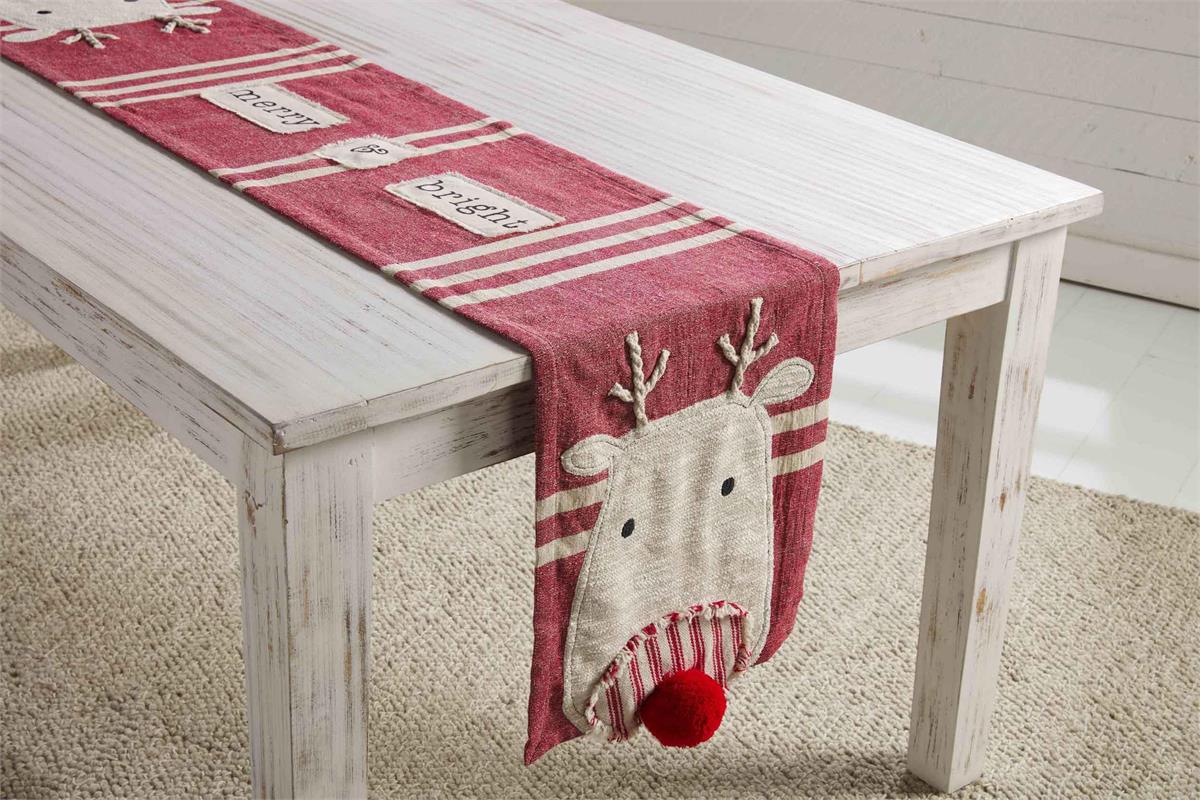 Mud Pie Merry & Bright Reindeer Table Runner - CeCe's Home & Gifts