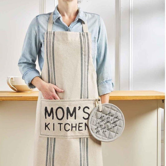 Mud Pie Mom's Kitchen Apron & Pot Holder Set - CeCe's Home & Gifts