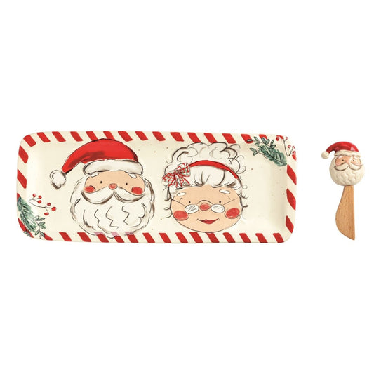Mud Pie Mud Pie Mr. & Mrs. Claus Farm Tray Set | CeCe's Home & Gifts
