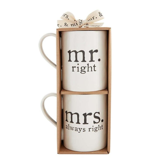 Mud Pie Mr. & Mrs. Right Coffee Mug Set - CeCe's Home & Gifts