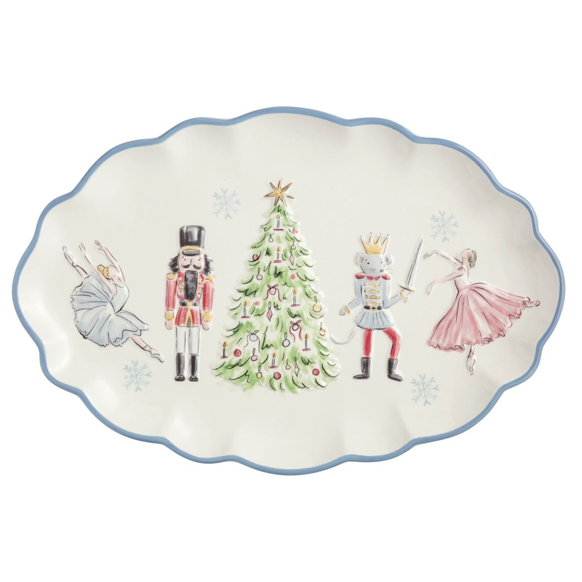 Mud Pie Mud Pie Nutcracker Blue Scallop Platter | CeCe's Home & Gifts