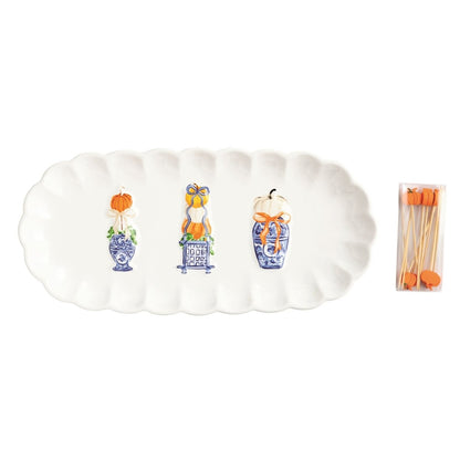 Mud Pie Mud Pie Pumpkin Topiary Tray & Toothpick Set | CeCe's Home & Gifts