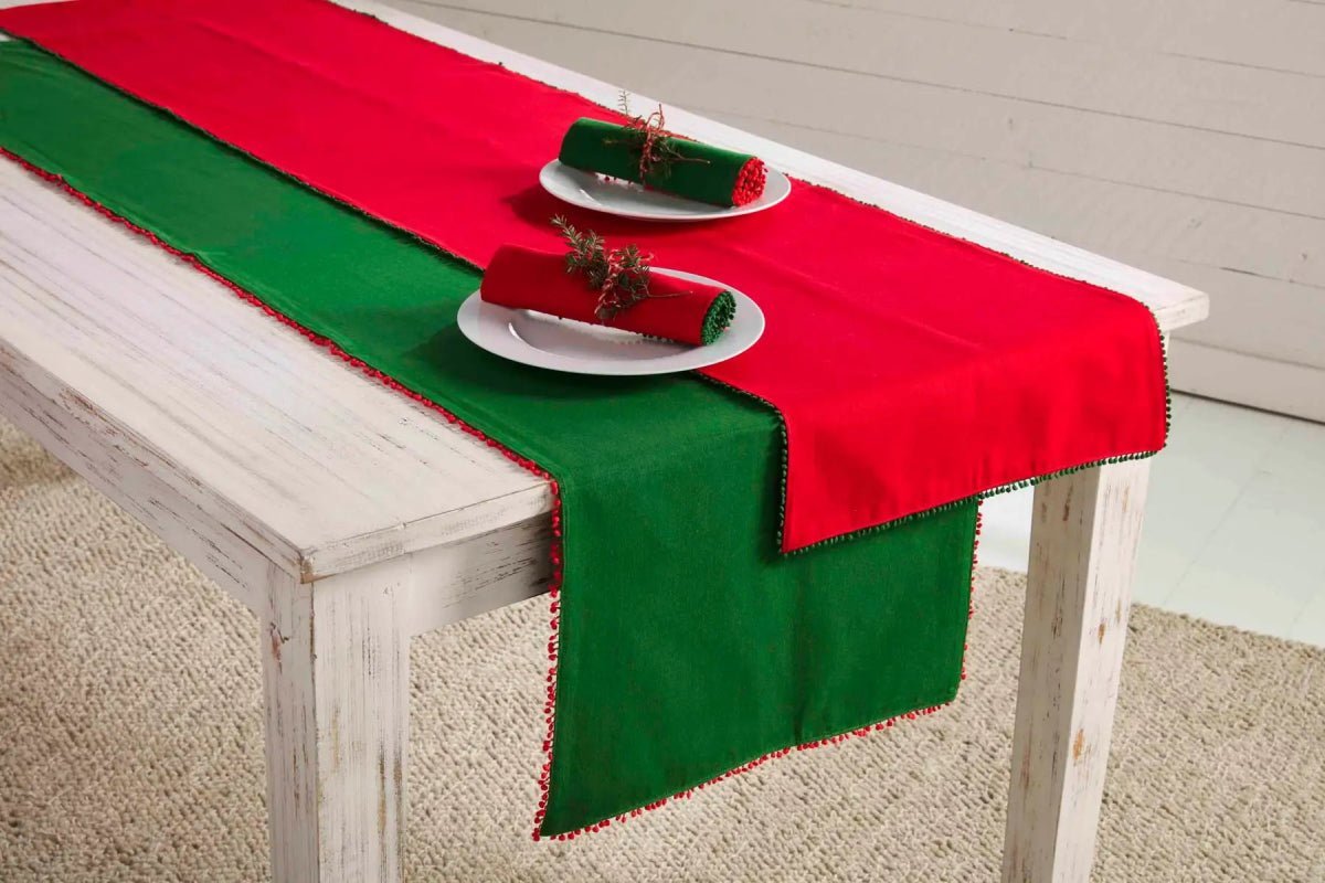 Mud Pie Mud Pie Red & Green Christmas Pom Pom Napkins - Set of 4 | CeCe's Home & Gifts
