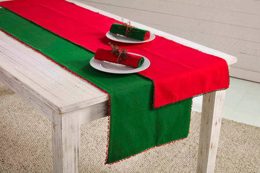 Mud Pie Red & Green Christmas Pom Pom Napkins - Set of 4 - CeCe's Home & Gifts