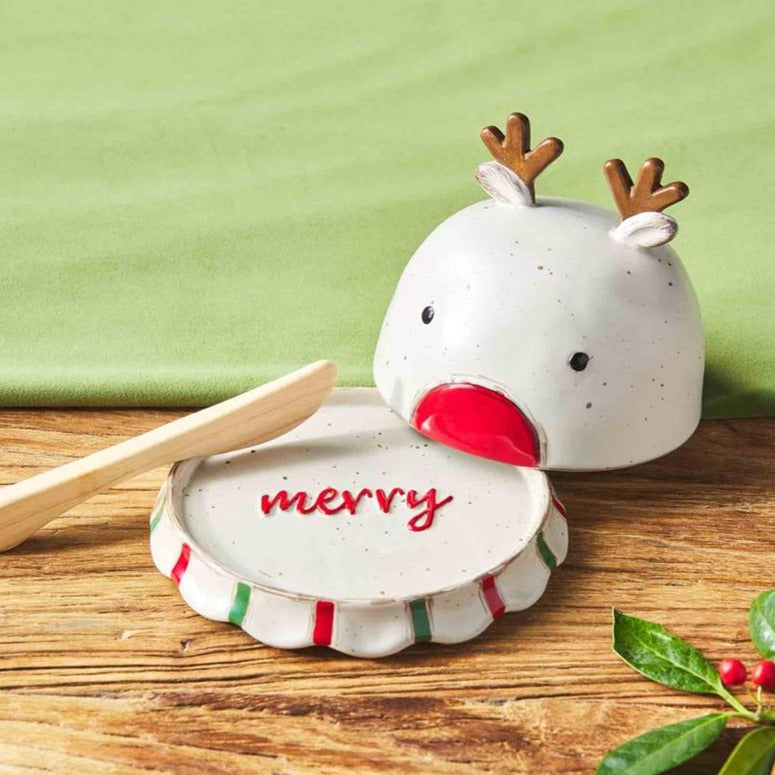 Mud Pie Reindeer Butter or Cheese Ball Cloche Set - CeCe's Home & Gifts