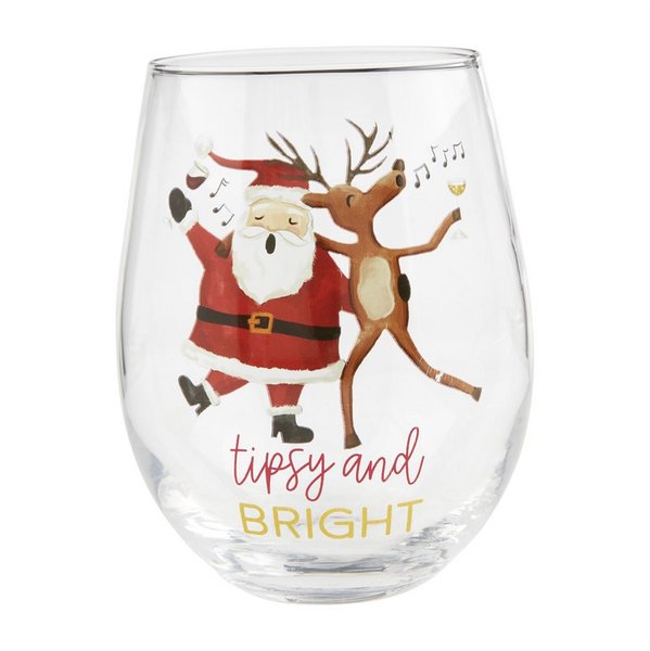 Mud Pie Reindeer Drinks Wine Glass - CeCe's Home & Gifts