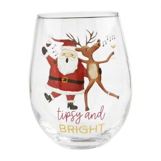 Mud Pie Reindeer Drinks Wine Glass - CeCe's Home & Gifts