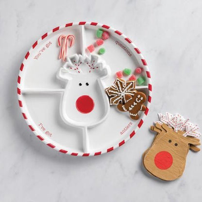 Mud Pie Mud Pie Reindeer Section Server & Napkin Set | CeCe's Home & Gifts