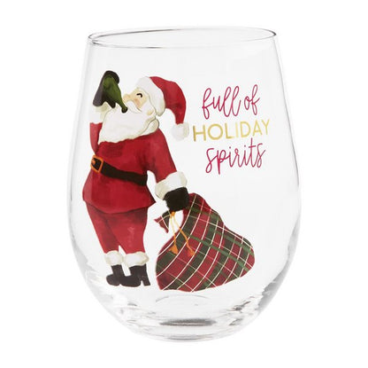 Mud Pie Mud Pie Santa Drinks Wine Glass | CeCe's Home & Gifts