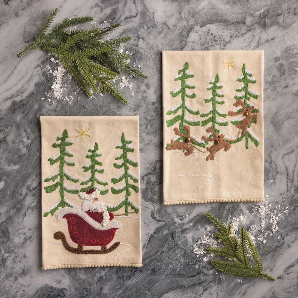 Mud Pie Mud Pie Santa Sleigh Towel Set | CeCe's Home & Gifts