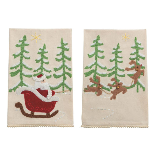Mud Pie Mud Pie Santa Sleigh Towel Set | CeCe's Home & Gifts