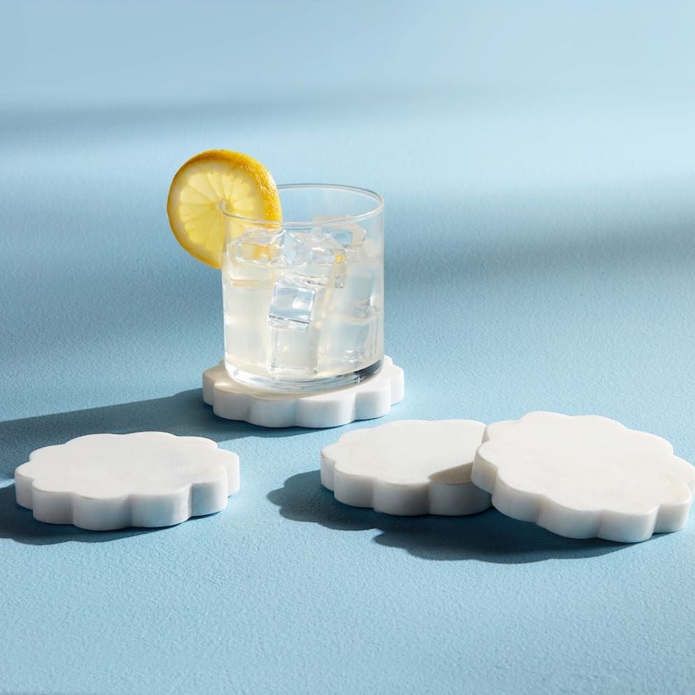 Mud Pie Mud Pie Scallop Marble Coaster Set | CeCe's Home & Gifts