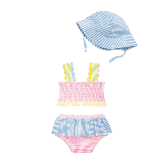Mud Pie Mud Pie Smocked Seersucker Swimsuit Set | CeCe's Home & Gifts