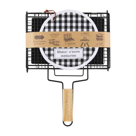 Mud Pie S'mores Basket And Pot Holder Set - CeCe's Home & Gifts