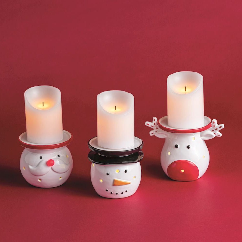 Mud Pie Mud Pie Snowman Light-Up Pillar Holder | CeCe's Home & Gifts