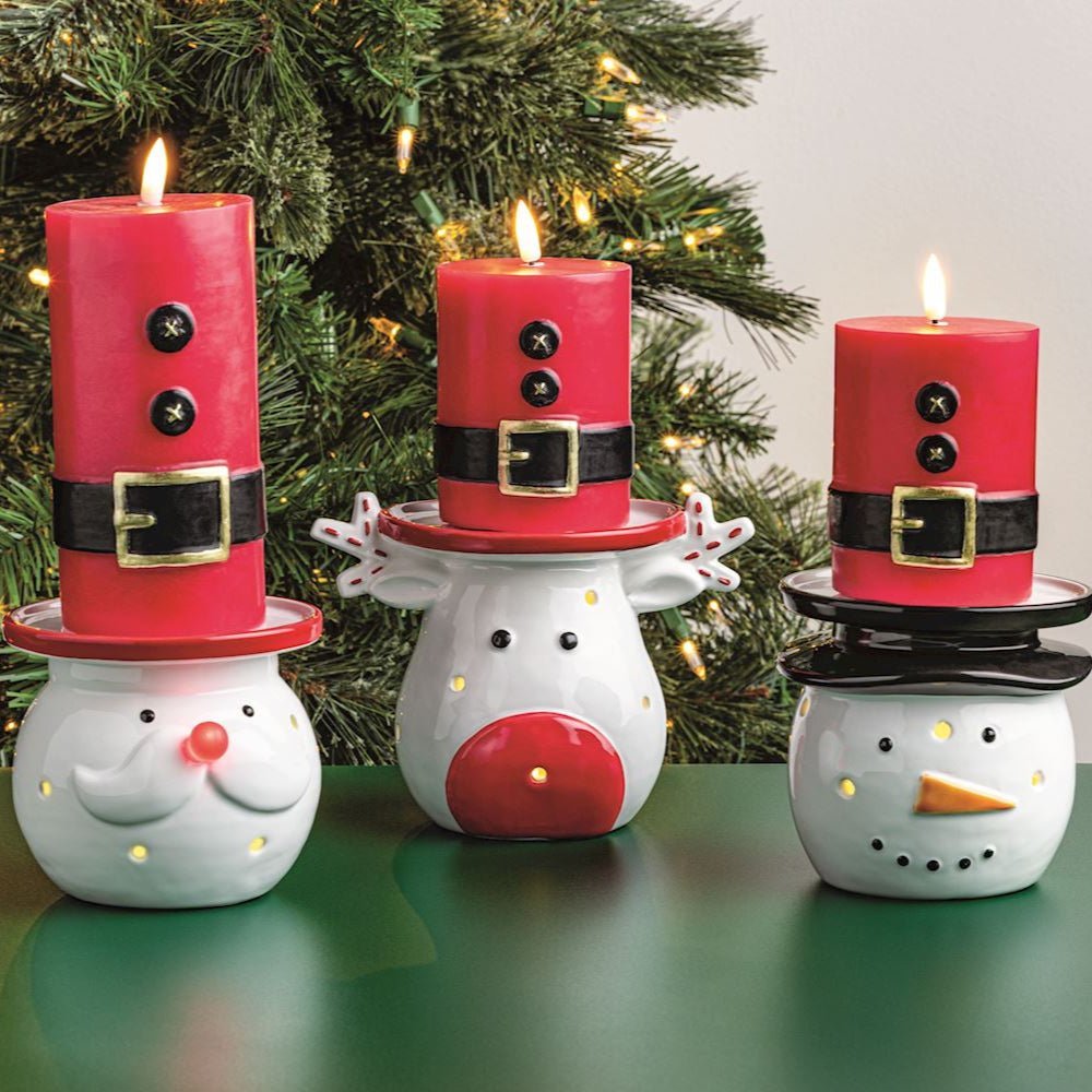 Mud Pie Mud Pie Snowman Light-Up Pillar Holder | CeCe's Home & Gifts