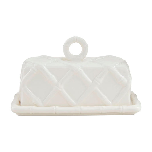 Mud Pie Mud Pie White Bamboo Butter Dish | CeCe's Home & Gifts